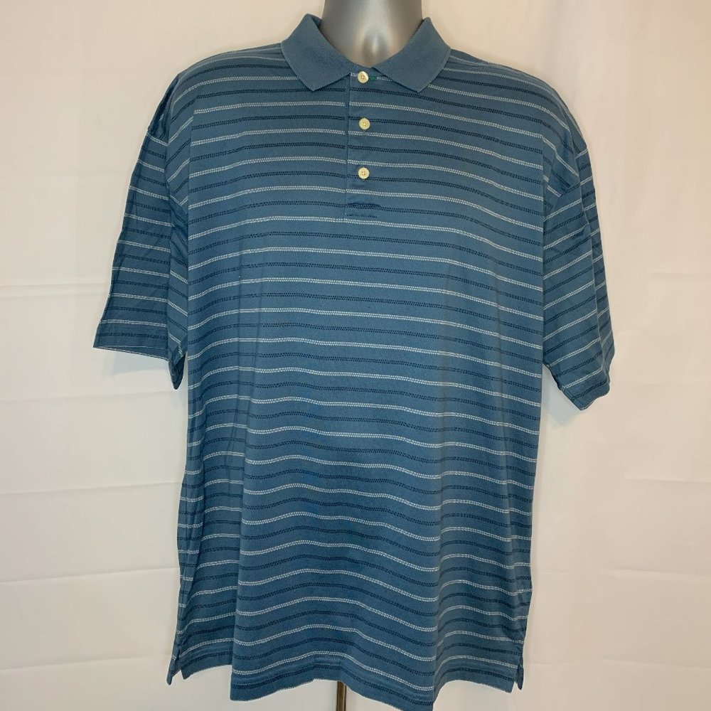 Vintage Tommy Hilfiger Golf Polo Shirt Blue And White Striped Mens Size Large L